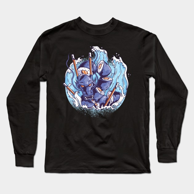 Great Sushi Dragon Long Sleeve T-Shirt by Midoart